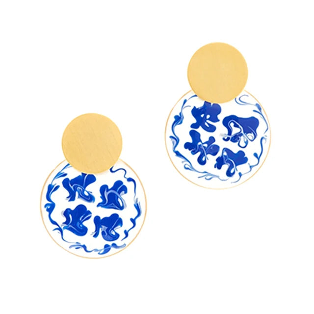 Vintage Ceramic Large Drop Earrings