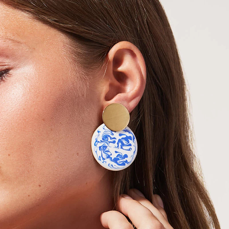 Vintage Ceramic Large Drop Earrings