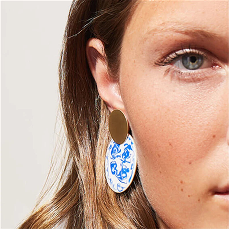 Vintage Ceramic Large Drop Earrings