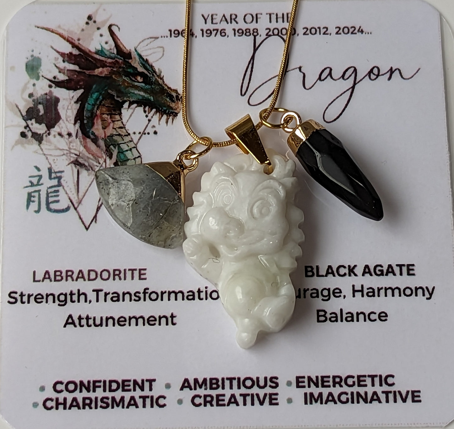 White Jade Zodiac Necklace