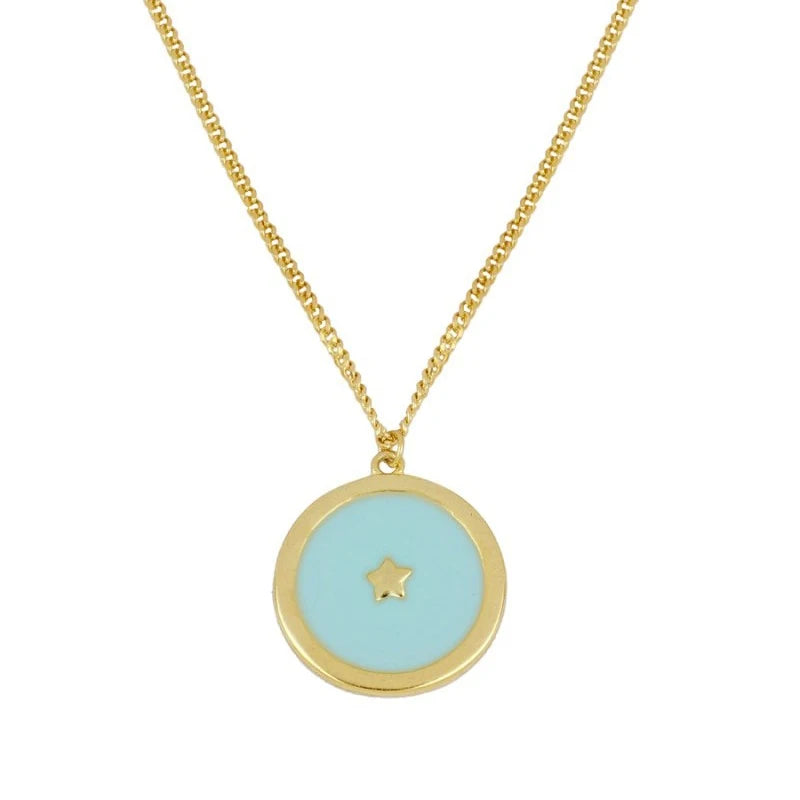 Enamel Star&Moon Gold Plated Necklaces