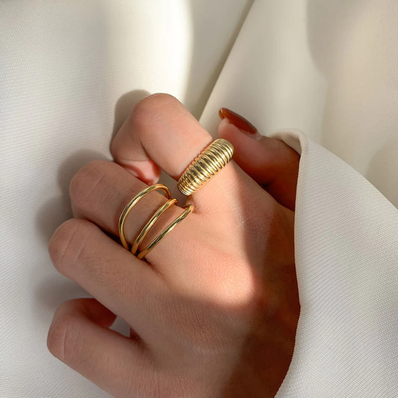 Triple Band Gold Plated Ring