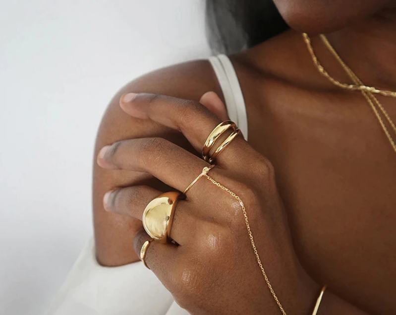Double Band Cross Arrow Gold Plated Ring