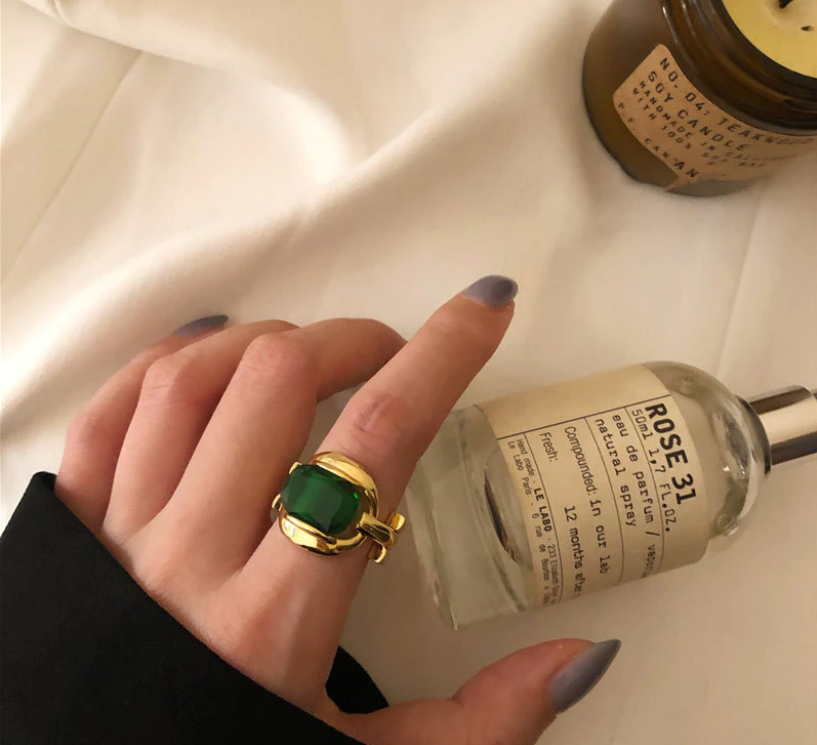 Marie Green Stone Gold Plated Ring