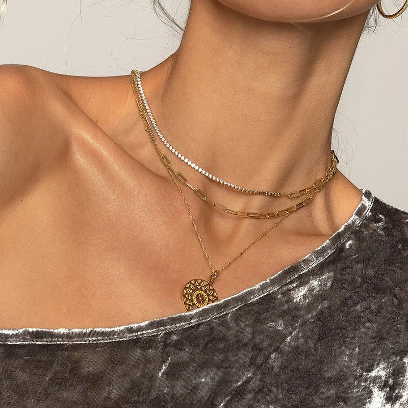 Anouk Mesh Asymmetric Gold Plated Necklace