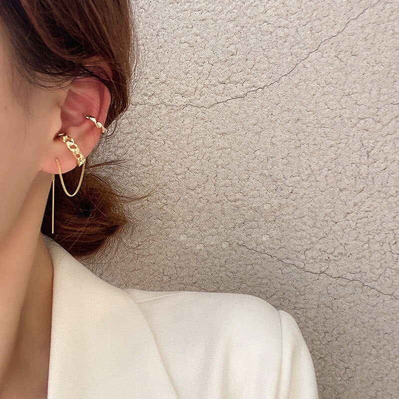 Tassel Cuff Gold Plated Earrings
