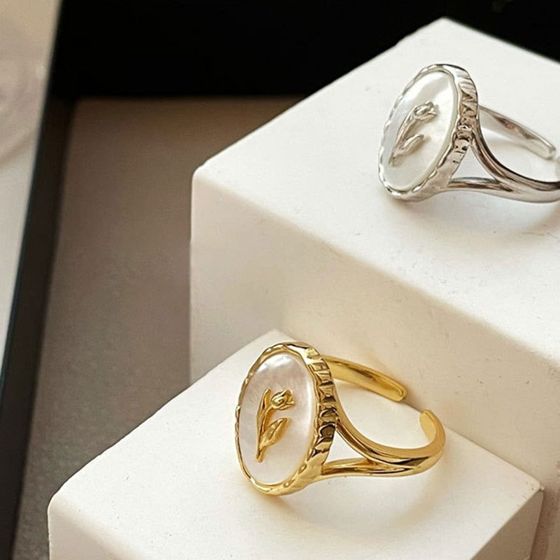 Poppy White Shell Ring