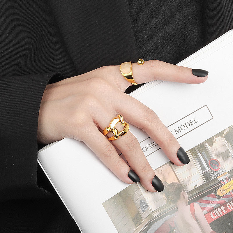 Open Cuff White Shell Gold Plated Ring