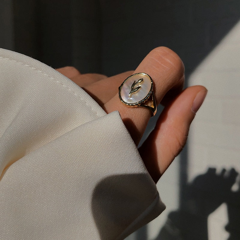 Poppy White Shell Ring