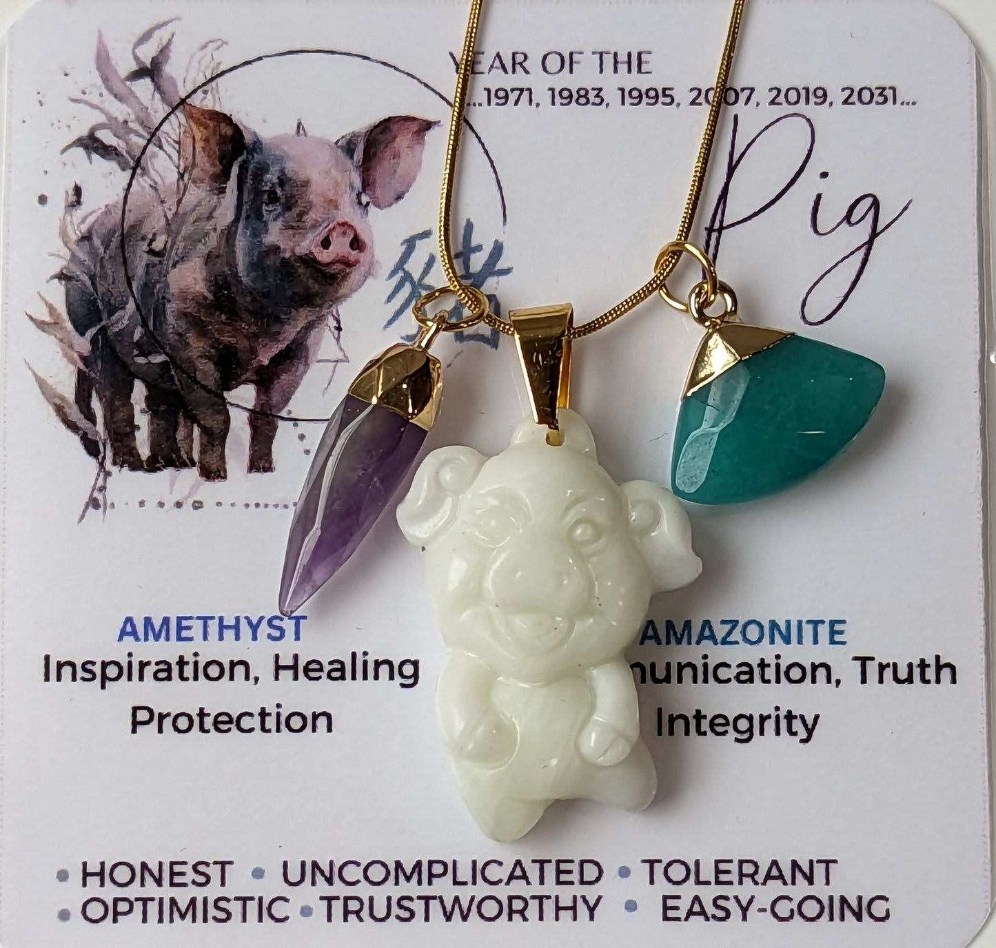White Jade Zodiac Necklace