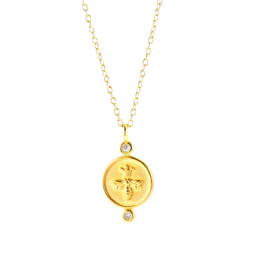 Queen Bee Coin Gold Plated Necklace