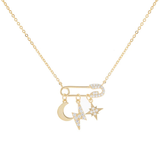 Esdras Celestial Brooch Gold Plated Necklace