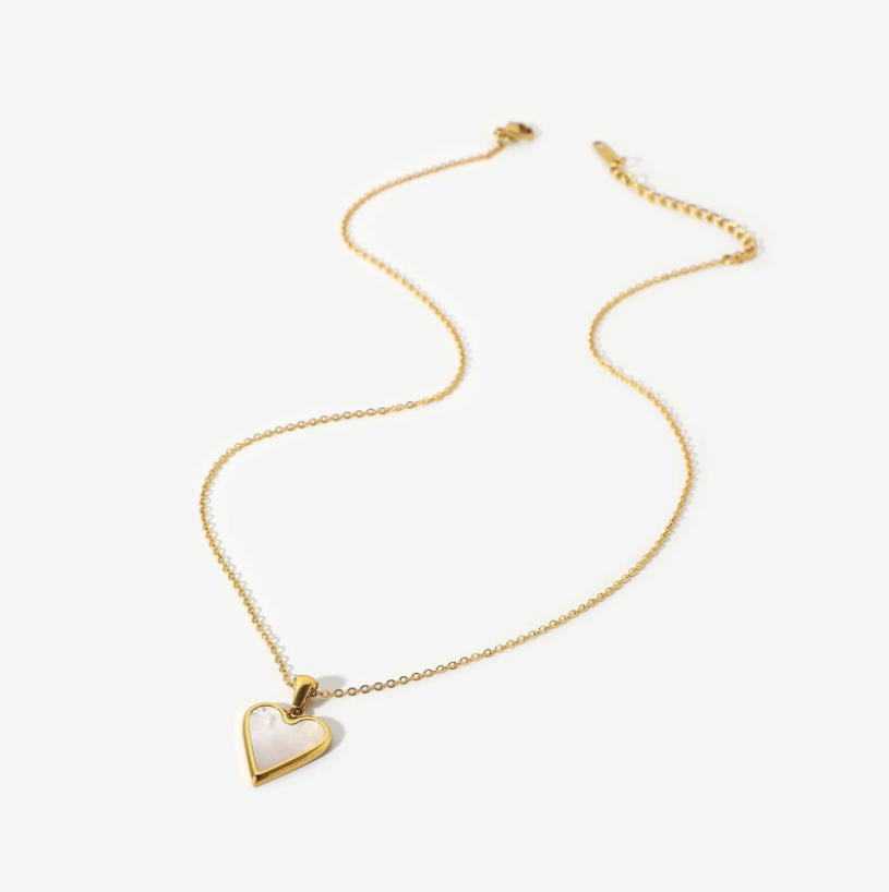 Natural Shell Heart Pendant Gold Plated Necklace