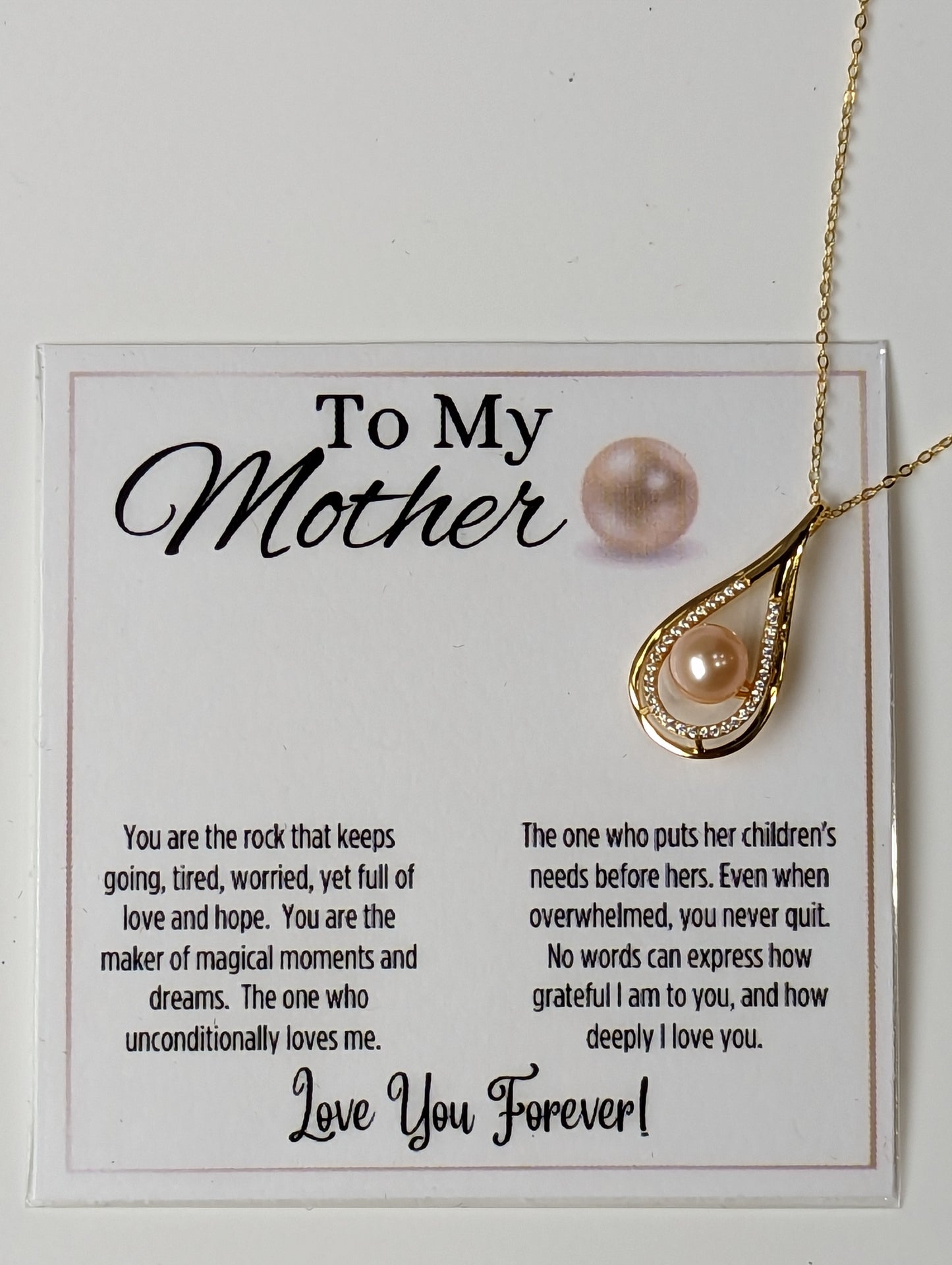 Freshwater Pink Pearl - To My Mother Gold Plated Necklace