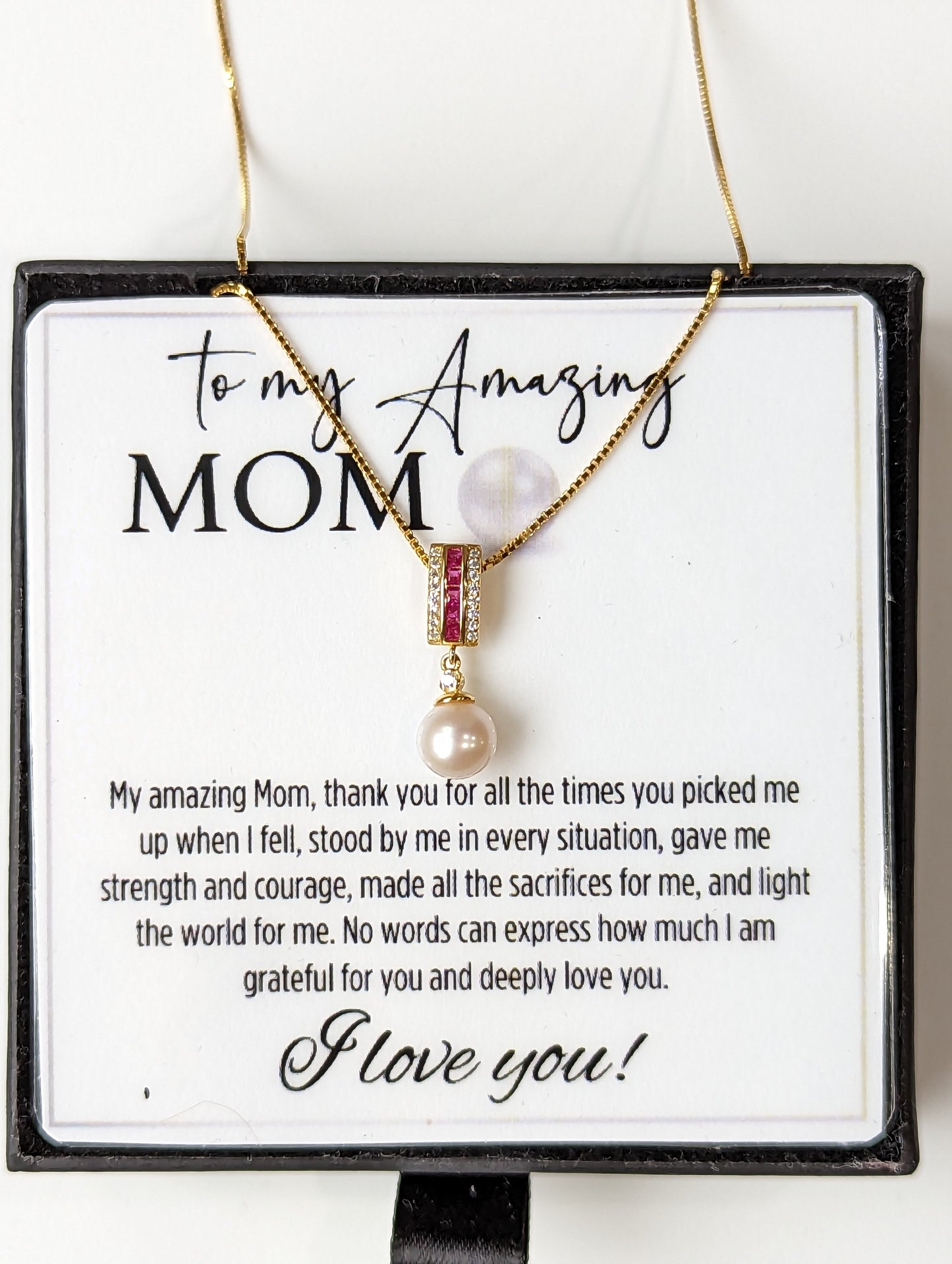 Freshwater Ivory Pearl - To My Amazing Mom Gold Plated Necklace