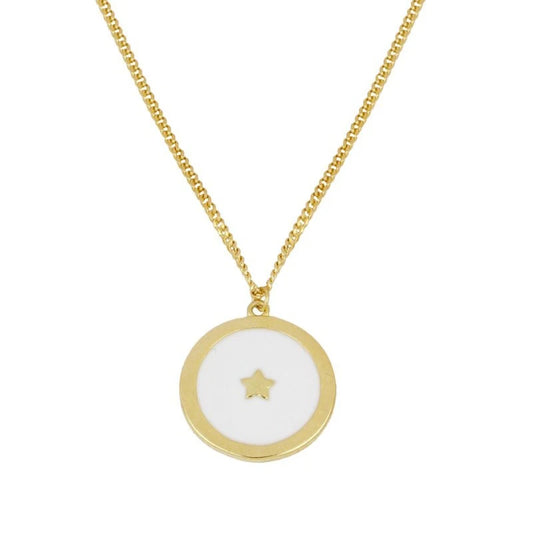 Enamel Star&Moon Gold Plated Necklaces