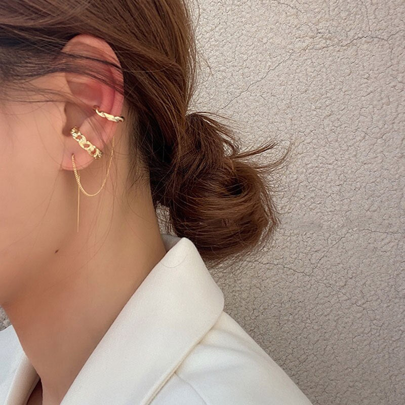 Tassel Cuff Gold Plated Earrings