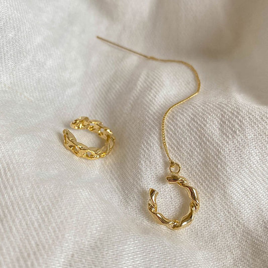 Tassel Cuff Gold Plated Earrings