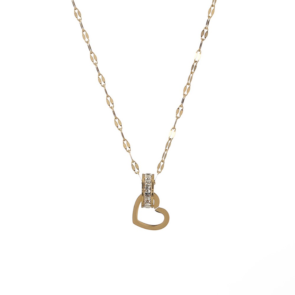 Amelia Interlock Heart & Ring Gold Plated Necklace