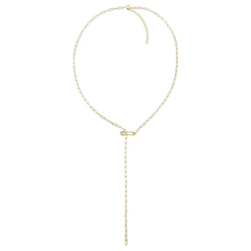Clara SafetyPin Gold Plated Necklace