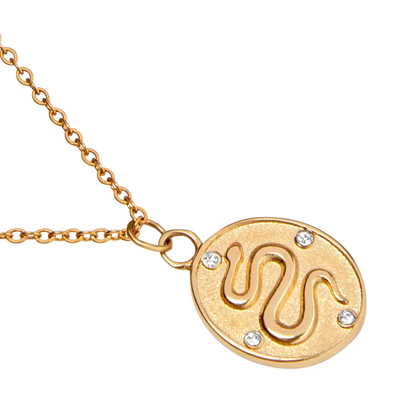 Snake Coin Gold Plated Necklace