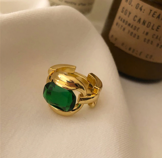 Marie Green Stone Gold Plated Ring
