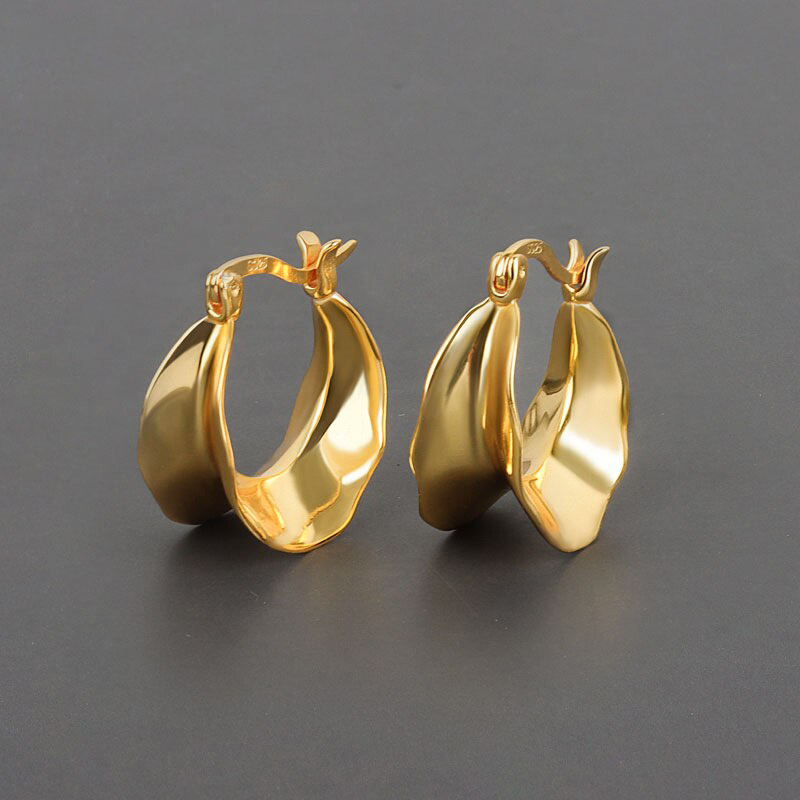 Emme Geometric Hoops Gold Plated Earrings