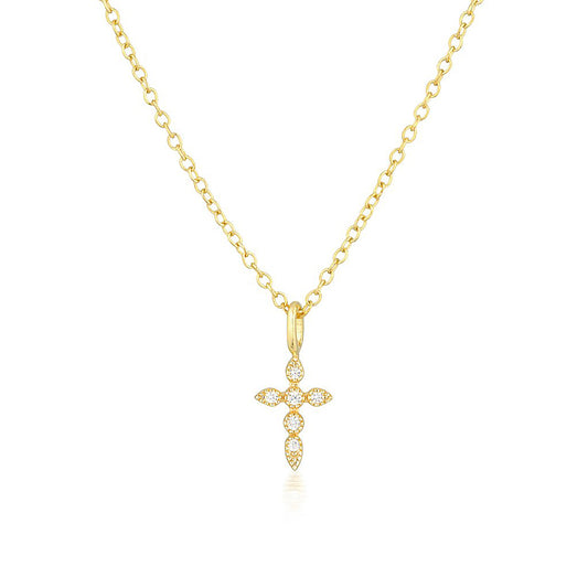 Mini Cross Pendant Gold Plated Necklace