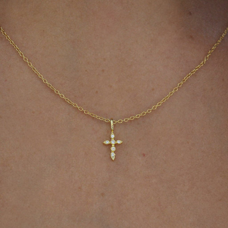 Mini Cross Pendant Gold Plated Necklace