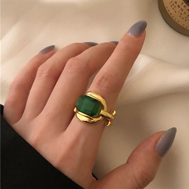 Marie Green Stone Gold Plated Ring
