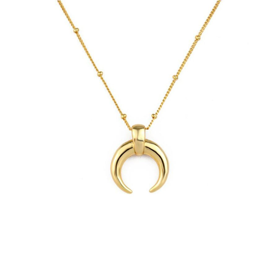 Crescent Knotted Horn Moon Gold Plated Necklace