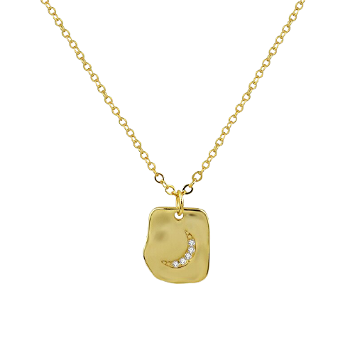 Lunar Square Pendant Gold Plated Necklace