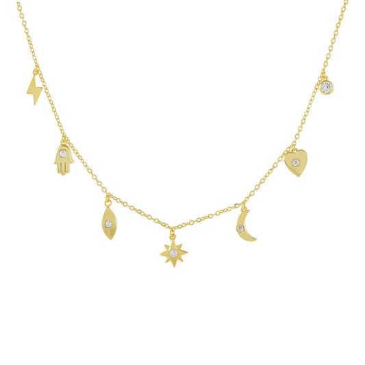 Lucius Moon Star Heart Gold Plated Necklace