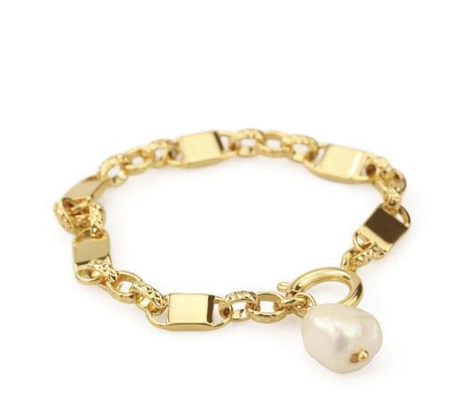 Harper Pearl Irregular Chain Gold Plated Bracelet