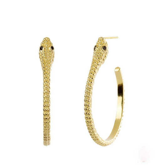 C-Hoops Serpent Cuff Gold Plated Earrings