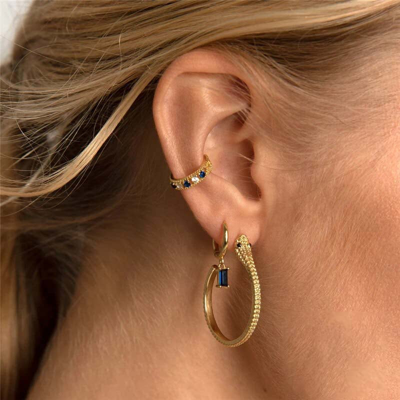 C-Hoops Serpent Cuff Gold Plated Earrings