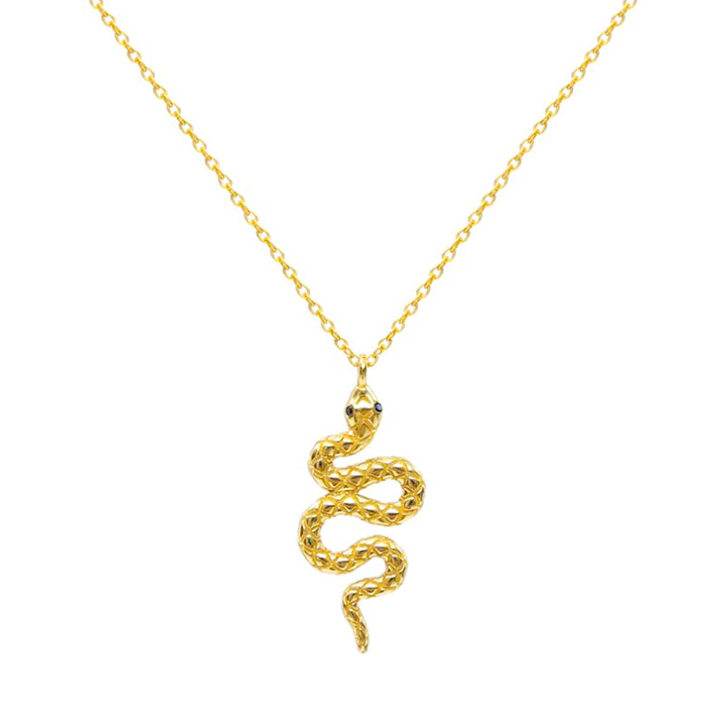 Black Eyed Serpent Gold Plated Necklace