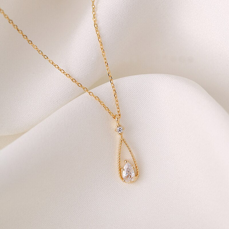 Greta Water Drop Gold Plated Necklace