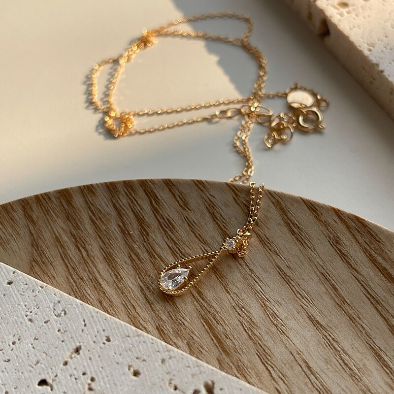 Greta Water Drop Gold Plated Necklace